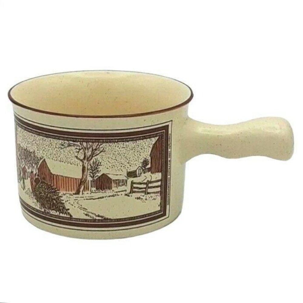 Watkins Stoneware Soup Bowl, December Almanac 1904 EDT, Maple Harvest